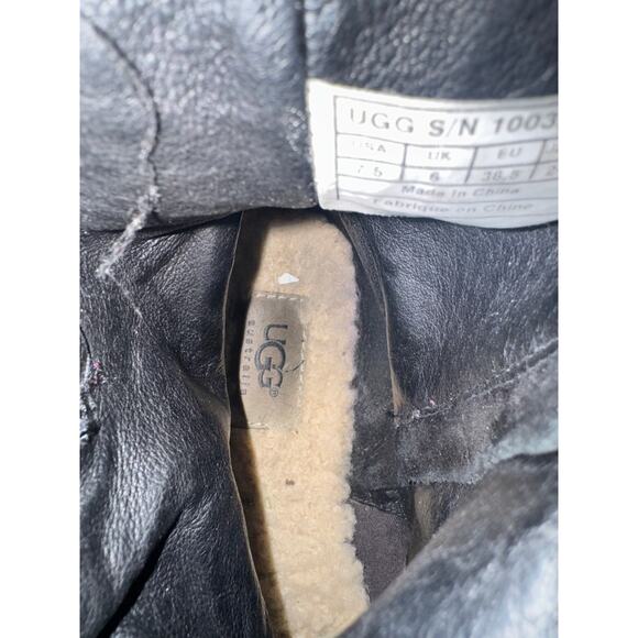 Ugg Women Biker Studded Buckle Black Suade leather Boots Size 7.5 - Picture 7 of 12